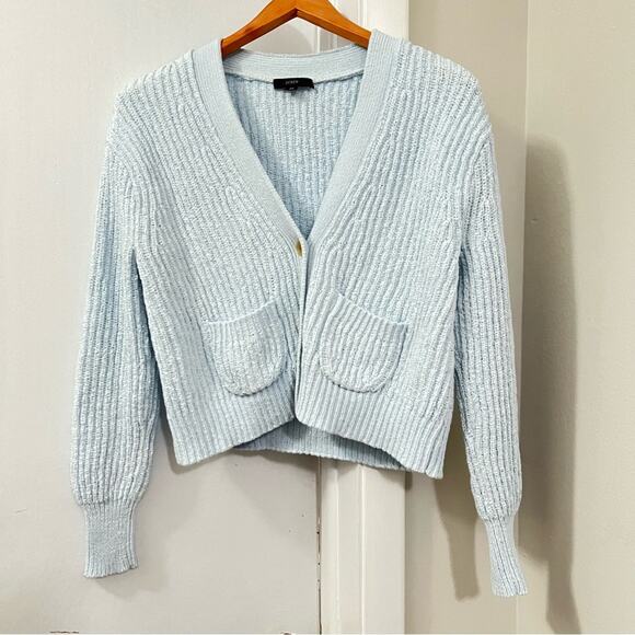 J. Crew Light Blue Cropped patch-pocket beach cardigan sweater - Picture 4 of 11